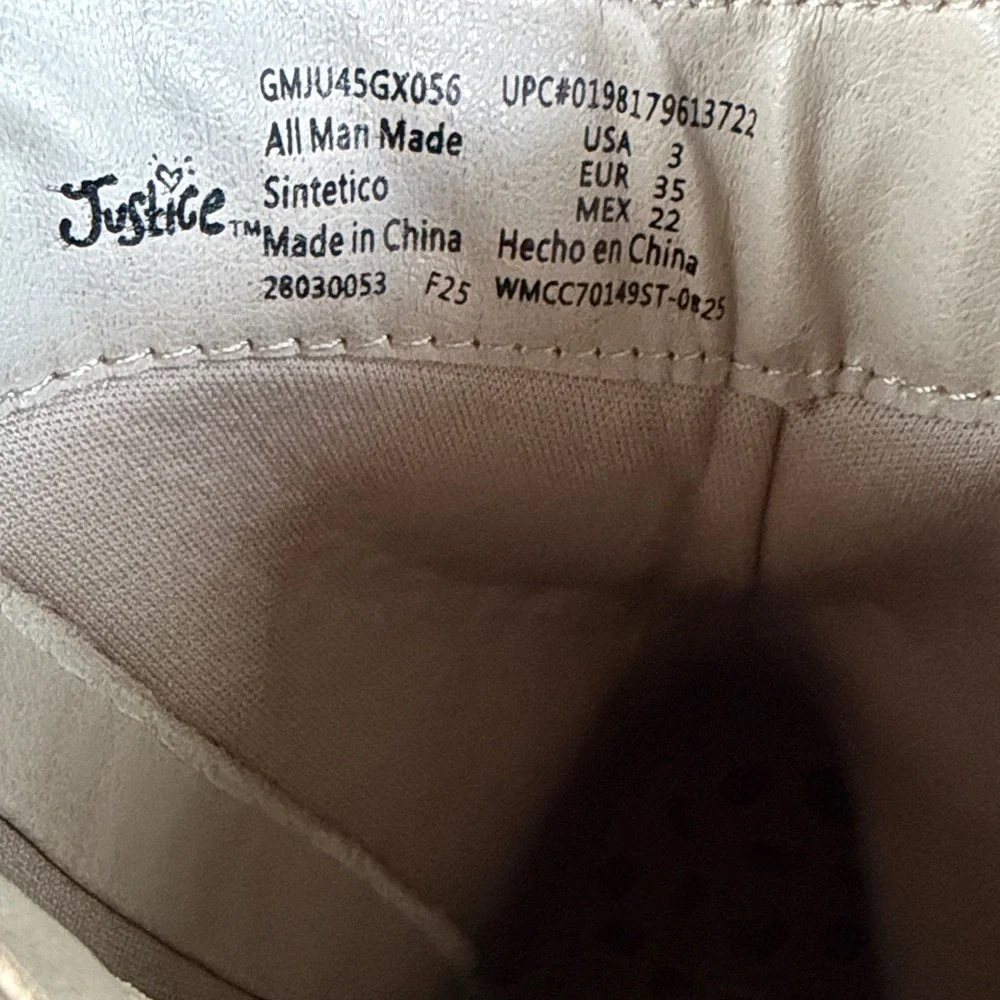 Justice Little Girl & Big Girls Cowgirl Western Boots size 3 in a tan/nude color